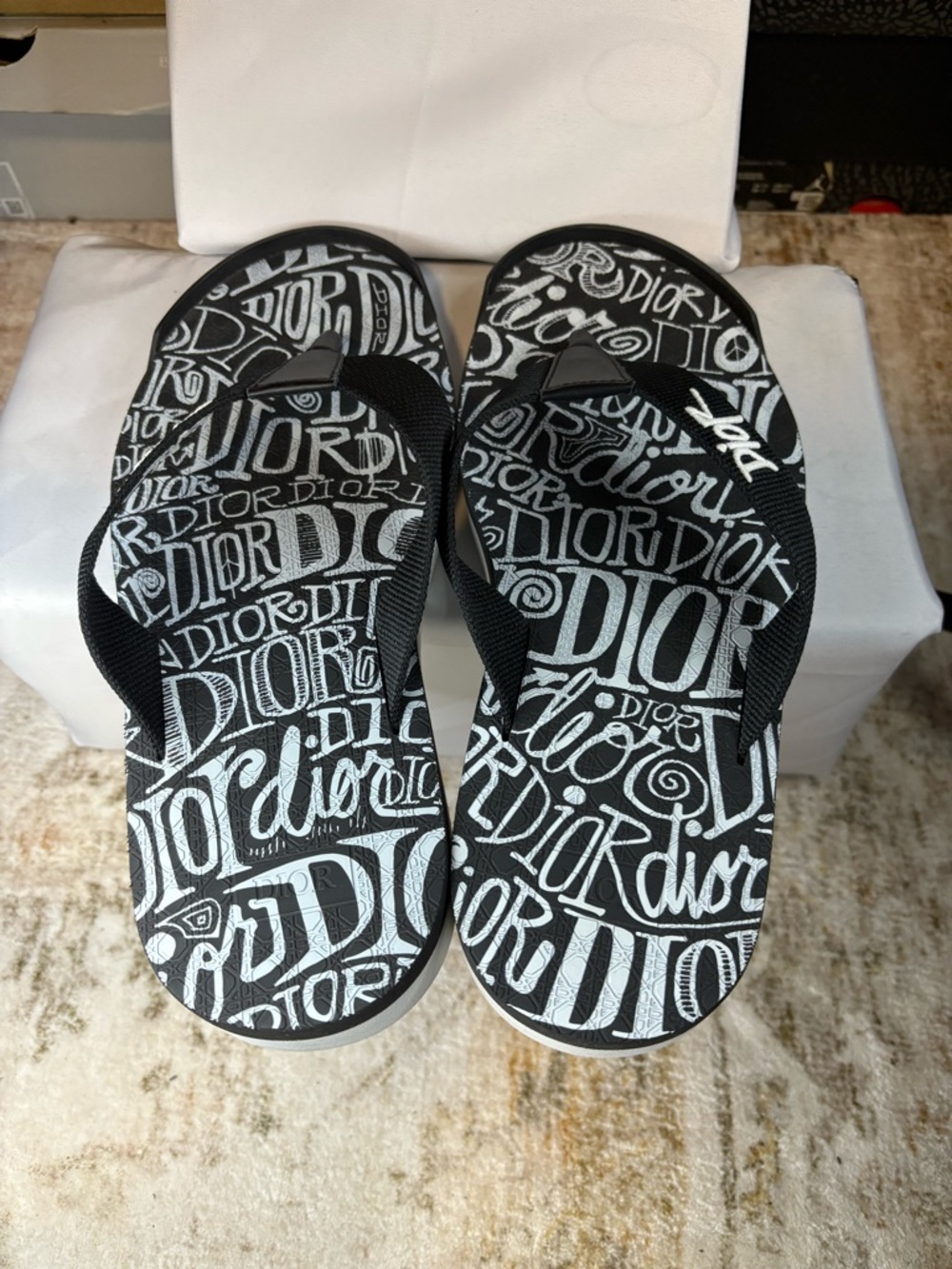 Size 41 - Dior x shawn stussy sandals 960 black / white - Picture 4 of 7